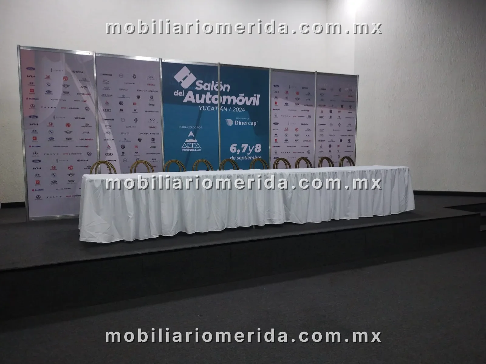 Renta de Mesas, sillas versalles, manteles para expo: Mesa rectangular con 10 sillas plegables, Sillas Versalles en Mérida