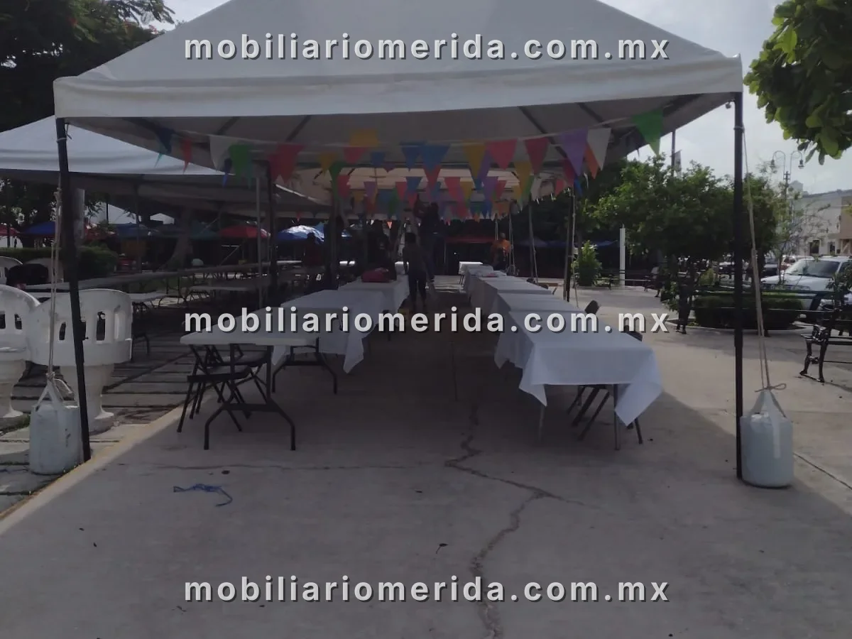 renta de carpa con mesas y sillas y mantes para eventos, Carpas en Mérida