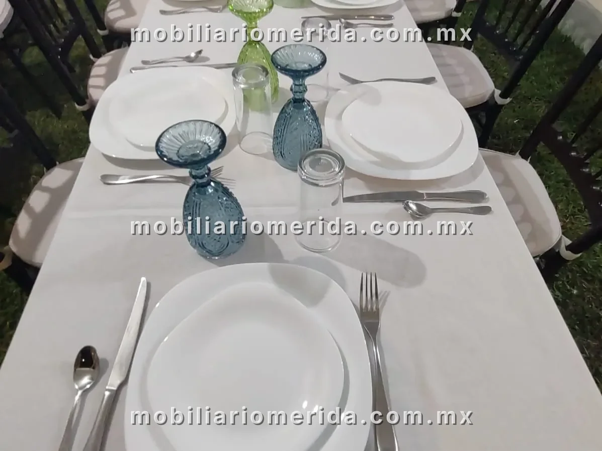 renta de mesas con mantel, vajillas y cristaleria, Manteles en Mérida